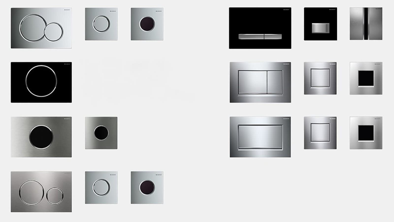 Përmbledhje e serisë së dizajnit të pllakave aktivizuese Geberit Përmbledhje e serisë së dizajnit të pllakave aktivizuese Geberit