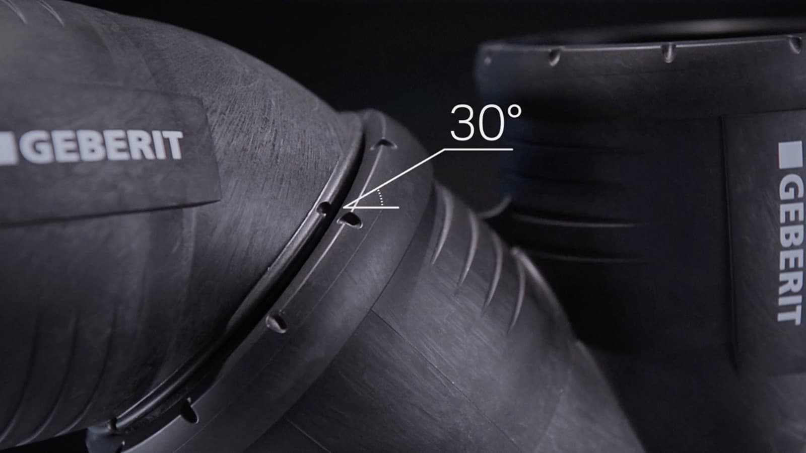 Shenjimet 30° në pjesët lidhëse Geberit Silent-Pro Shenjimet 30° në pjesët lidhëse Geberit Silent-Pro