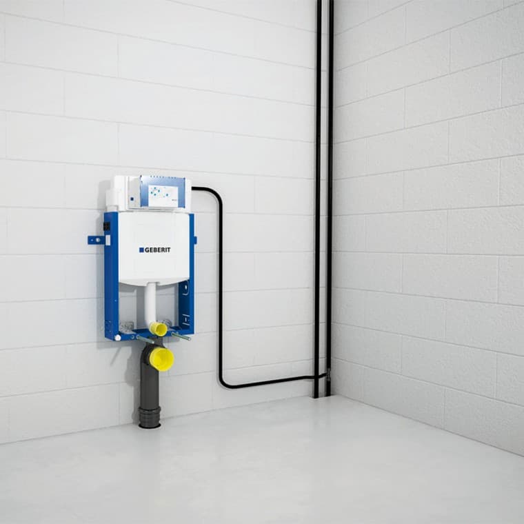 Lidhja e elementit Geberit Kombifix me linjat hyrëse dhe dalje të ujërave Lidhja e elementit Geberit Kombifix me linjat hyrëse dhe dalje të ujërave
