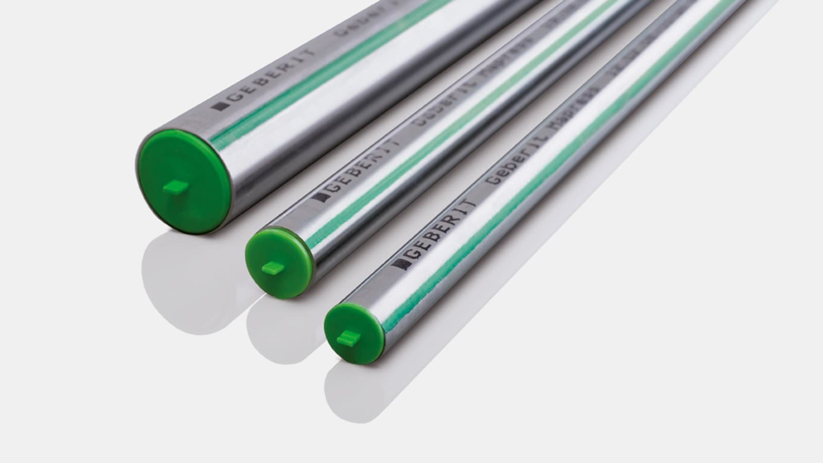 Vija karakteristike e gjelbër identifikon tubin e sistemit Geberit Mapress Stainless Steel CrMoTi Vija karakteristike e gjelbër identifikon tubin e sistemit Geberit Mapress Stainless Steel CrMoTi