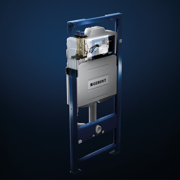 Cisternë e fshehur Geberit Sigma me njësi të integruar shpëlarjeje higjienike. Cisternë e fshehur Geberit Sigma me njësi të integruar shpëlarjeje higjienike.