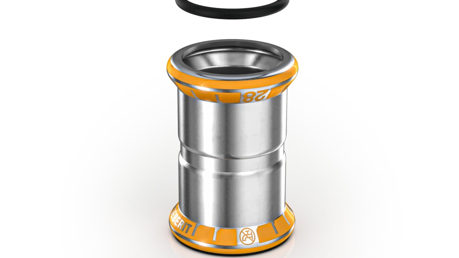 Pjesë lidhëse Geberit Mapress Therm me tregues presimi portokalli Pjesë lidhëse Geberit Mapress Therm me tregues presimi portokalli